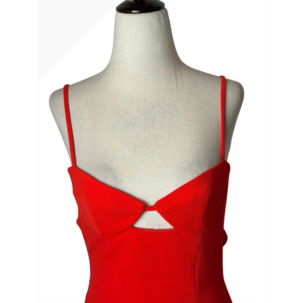 Bardot Vienna Midi Dress Women XS Flame Orange Cutout Bodycon Party Cocktail - Picture 4 of 12